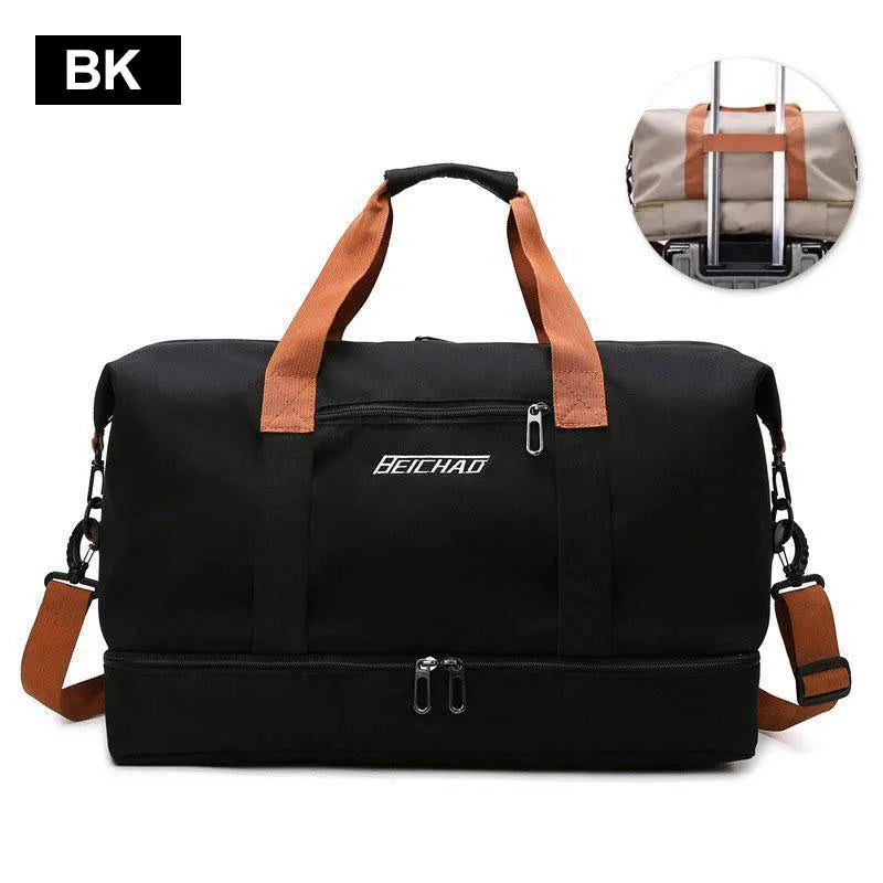 BK Color Nylon Travel Gym Duffle Bag – Dry Wet Separation Design