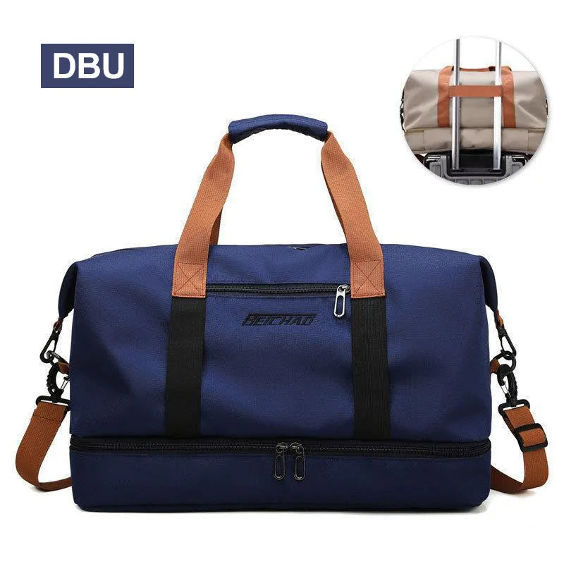 DBU Color Nylon Travel Gym Duffle Bag – Dry Wet Separation Design