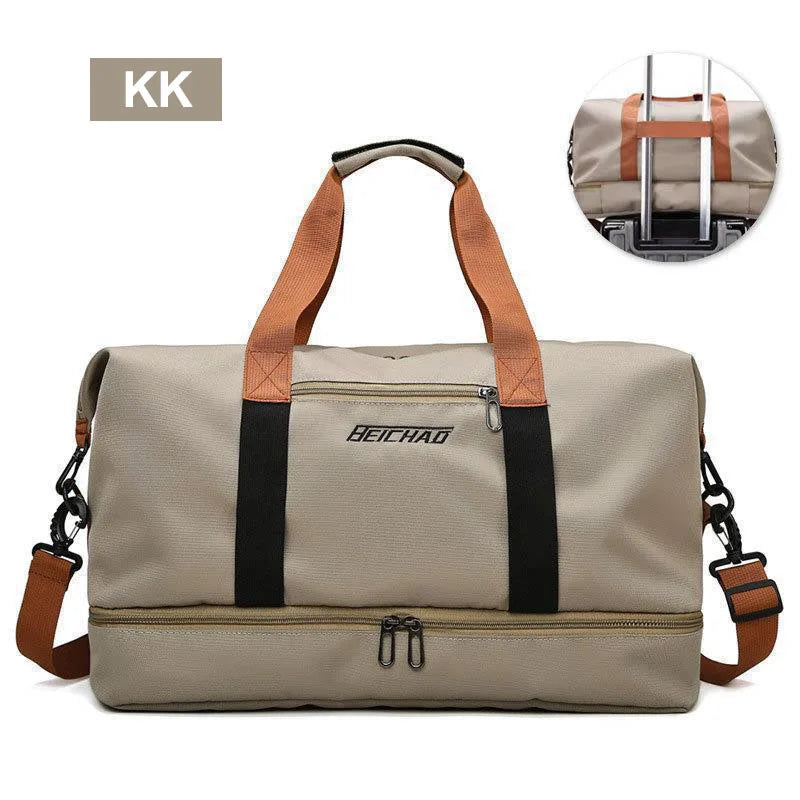 KK Color Nylon Travel Gym Duffle Bag – Dry Wet Separation Design